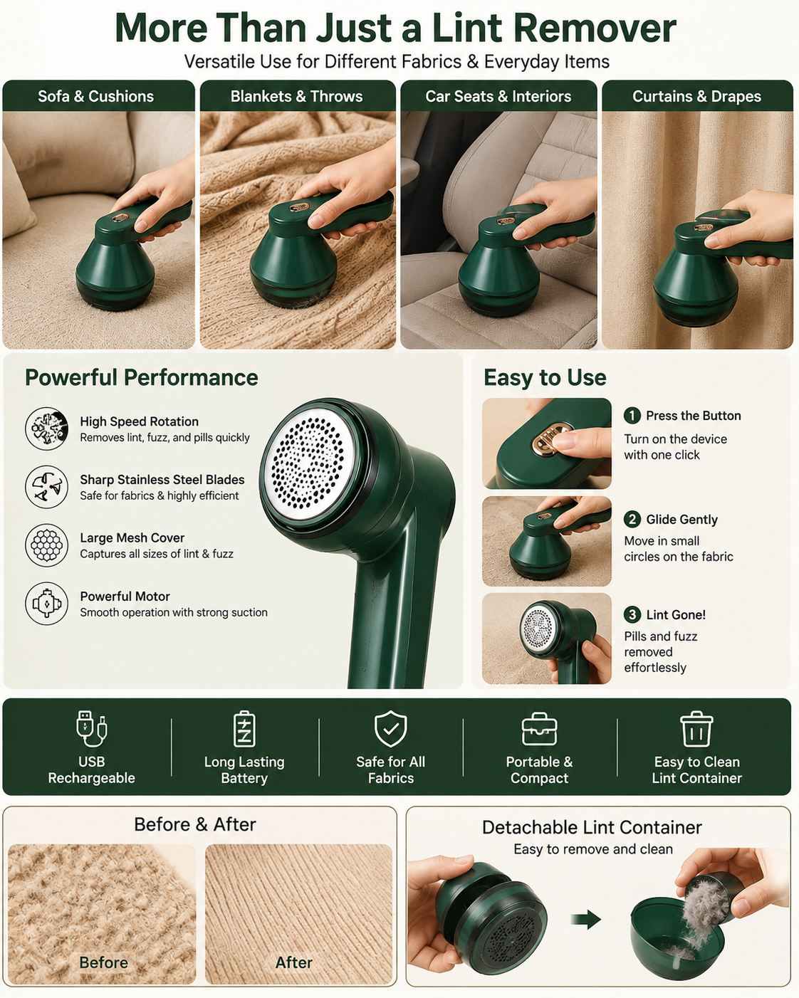 Rechargeable lint remover