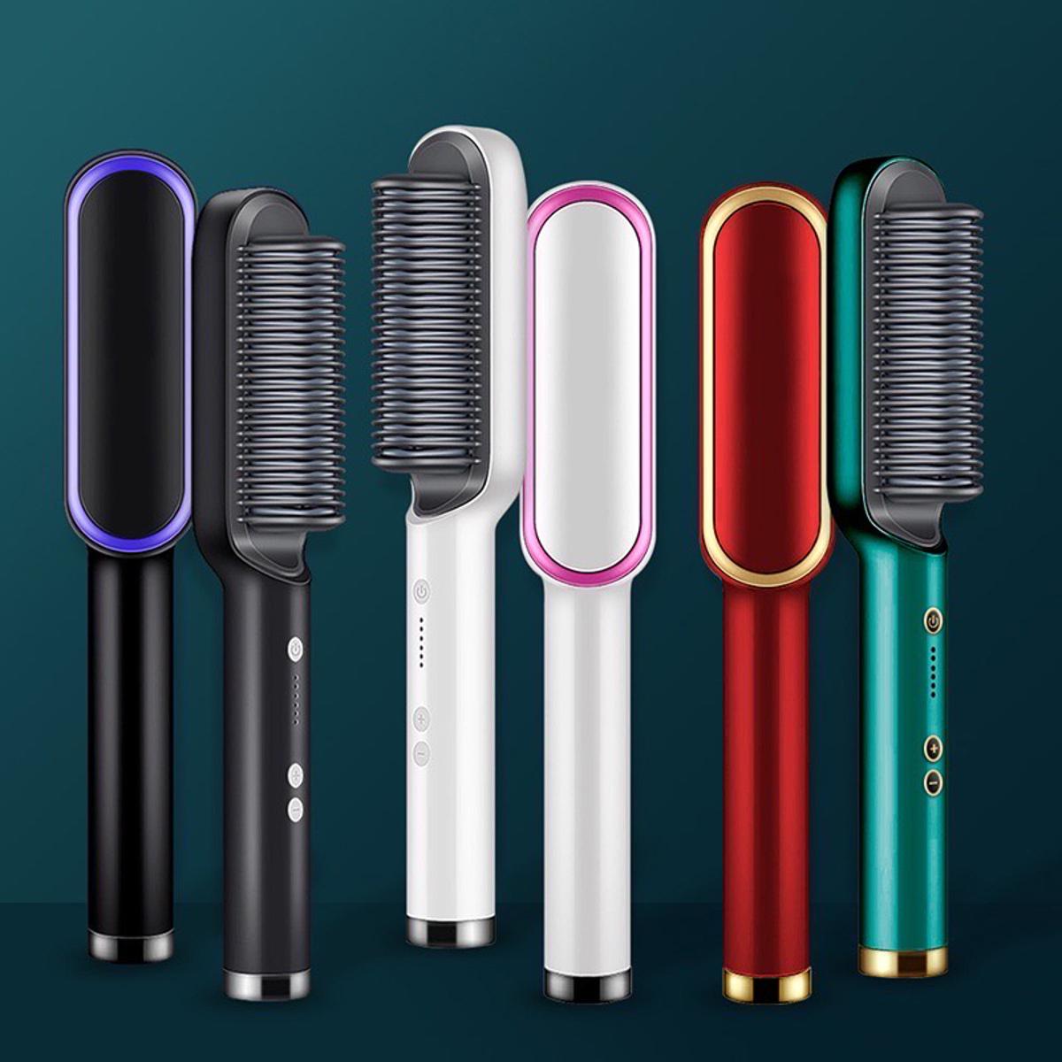 2-in-1 Electric Hair Straightener & Curler | Heating Styling Comb Brush